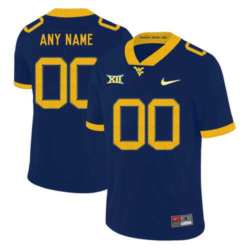 Mens West Virginia Mountaineers Customized Navy College Football Jersey